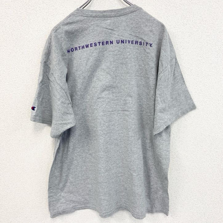 champion　チャンピオン　半袖プリントTシャツ　ノースウエスタン大学　カレッジ　灰色　グレー　XLサイズ