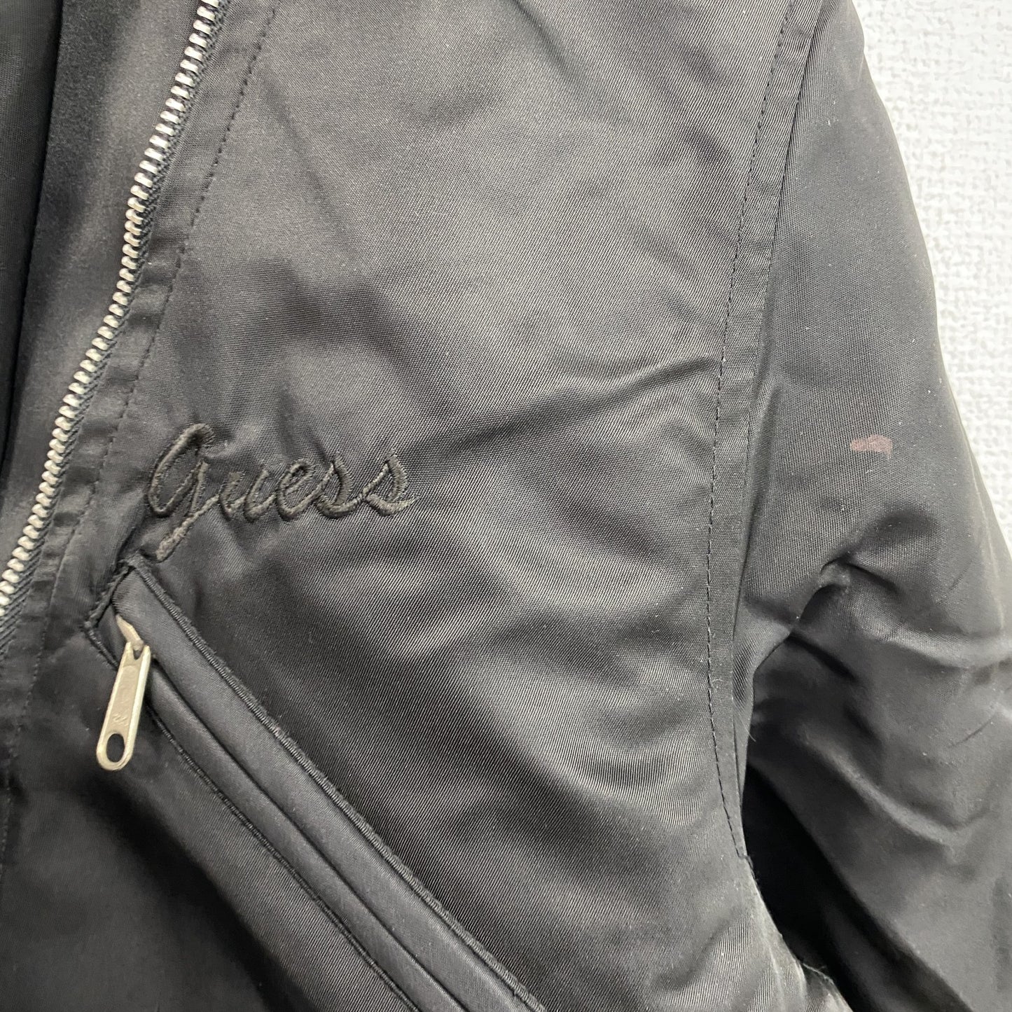 GUESS U.S.A　ゲスユーエスエー　ナイロンダブルライダースジャケット　中綿入り　黒　ブラック　Mサイズ