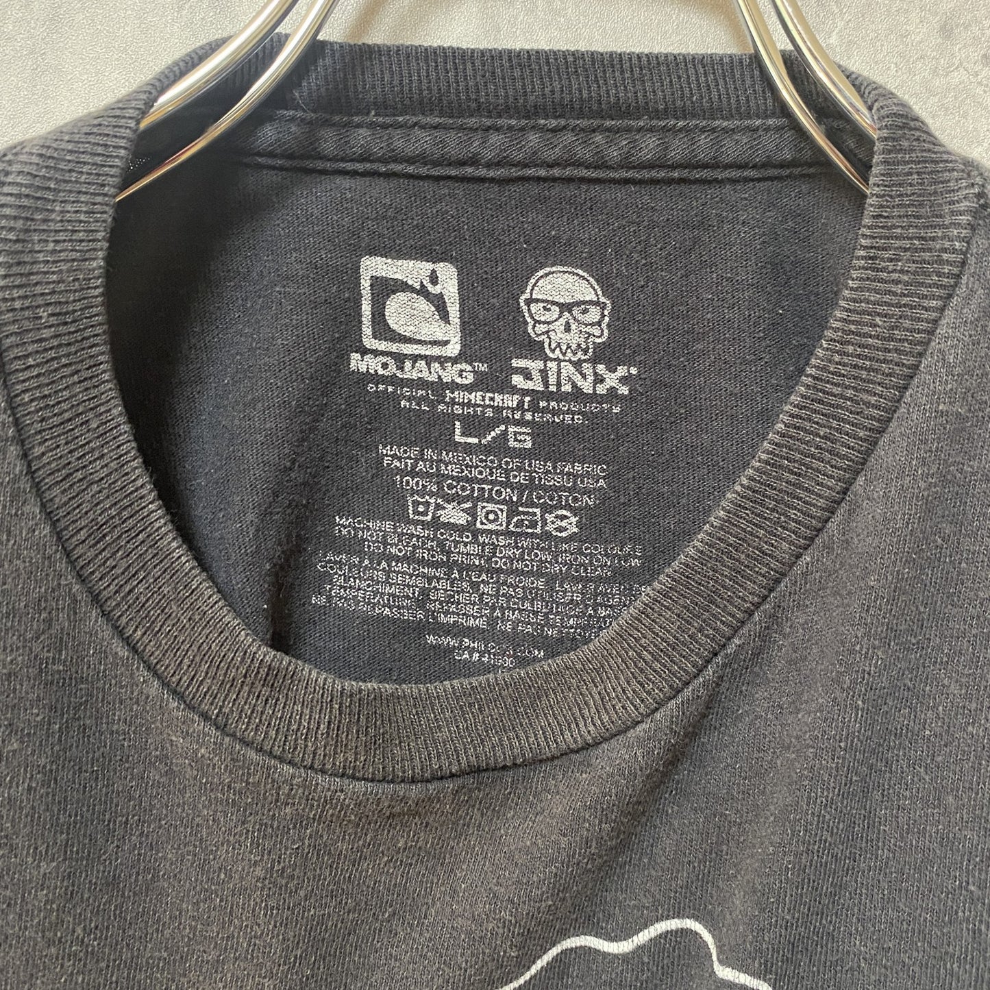 古着 used　MINECRAFT マインクラフト　半袖ゲームプリントTシャツ　黒　ブラック　クリーパー　キャラクター　レトロ