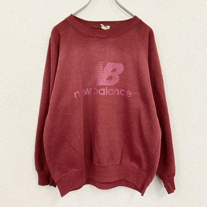 ～90s　NEW BALANCE　ニューバランス　スウェット/トレーナー　前V　ラグランスリーブ　赤　レッド　Mサイズ