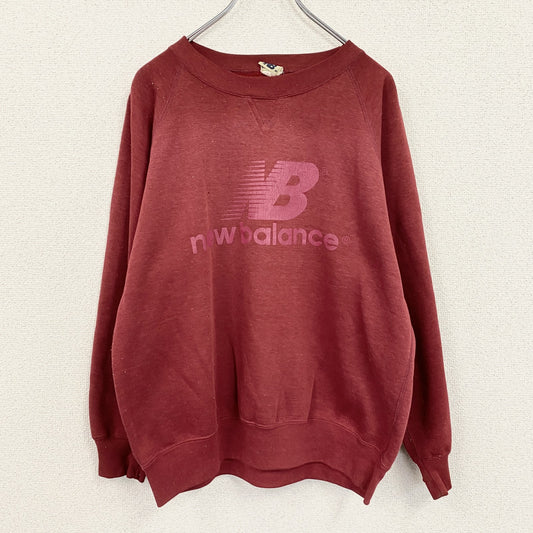 ～90s　NEW BALANCE　ニューバランス　スウェット/トレーナー　前V　ラグランスリーブ　赤　レッド　Mサイズ