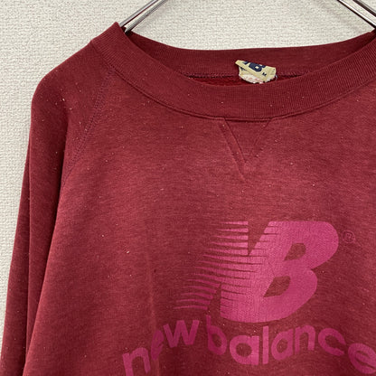 ～90s　NEW BALANCE　ニューバランス　スウェット/トレーナー　前V　ラグランスリーブ　赤　レッド　Mサイズ