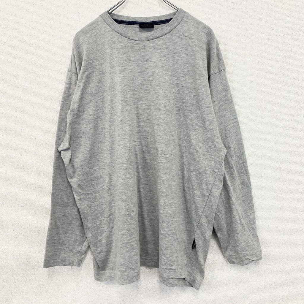 古着 used　NAUTICA　長袖プリントTシャツ　クルーネック　カジュアルデザイン　ノームコア　グレー　レトロ　XLサイズ