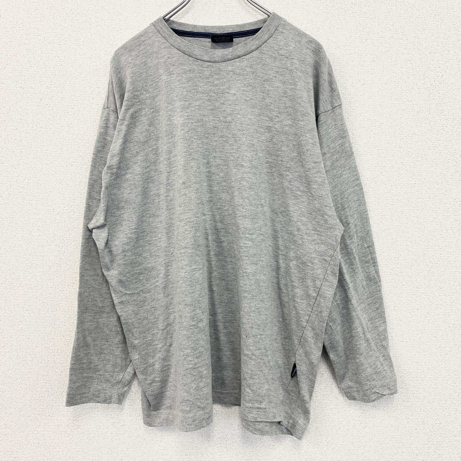 古着 used　NAUTICA　長袖プリントTシャツ　クルーネック　カジュアルデザイン　ノームコア　グレー　レトロ　XLサイズ