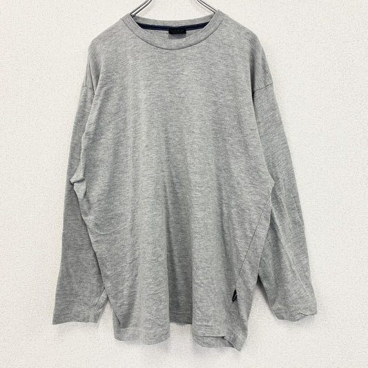 古着 used　NAUTICA　長袖プリントTシャツ　クルーネック　カジュアルデザイン　ノームコア　グレー　レトロ　XLサイズ