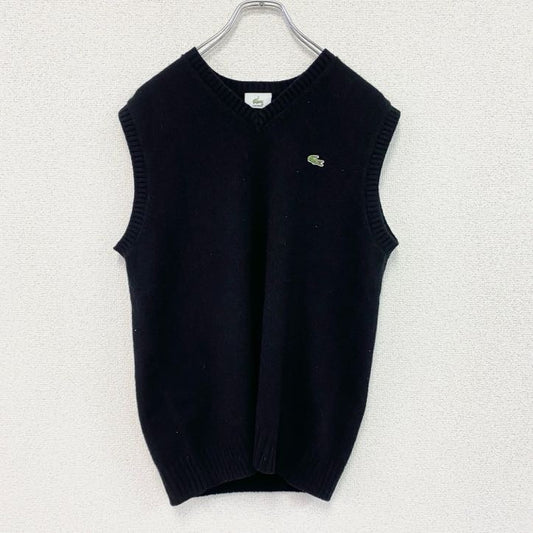 LACOSTE　ラコステ　ニットベスト　刺繡ロゴ　黒　ブラック　3サイズ