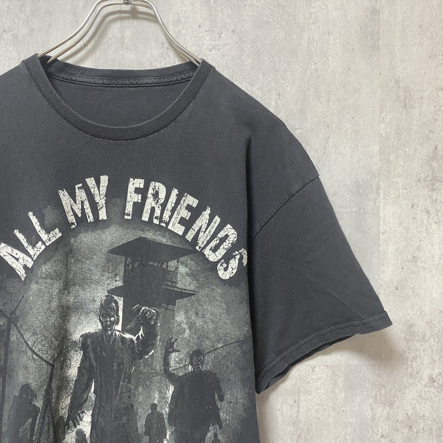 古着 used　WALKING DEAD ウォーキングデッド　半袖ムービープリントTシャツ　黒　ブラック　ホラー　ゾンビ　レトロ