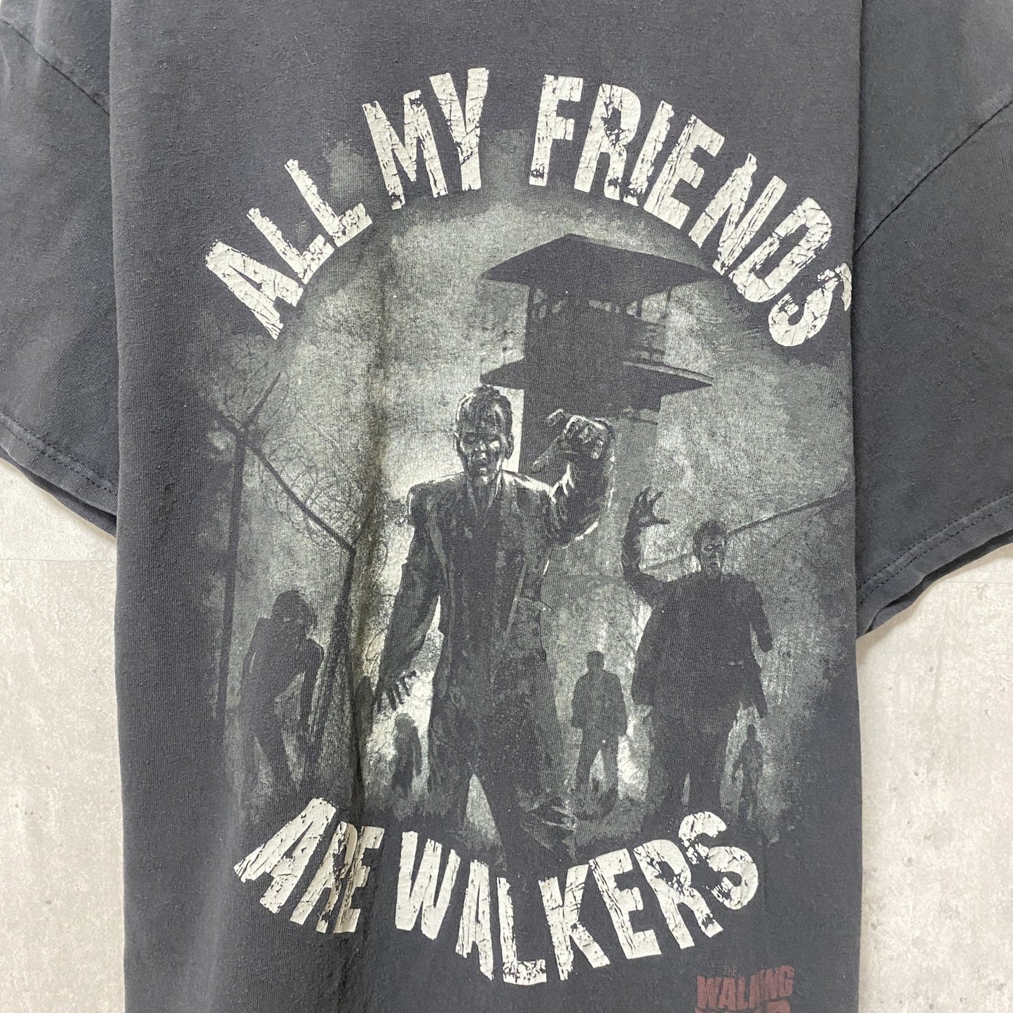 古着 used　WALKING DEAD ウォーキングデッド　半袖ムービープリントTシャツ　黒　ブラック　ホラー　ゾンビ　レトロ