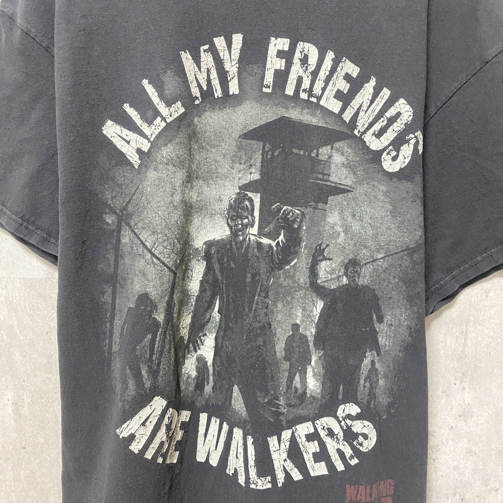 古着 used　WALKING DEAD ウォーキングデッド　半袖ムービープリントTシャツ　黒　ブラック　ホラー　ゾンビ　レトロ