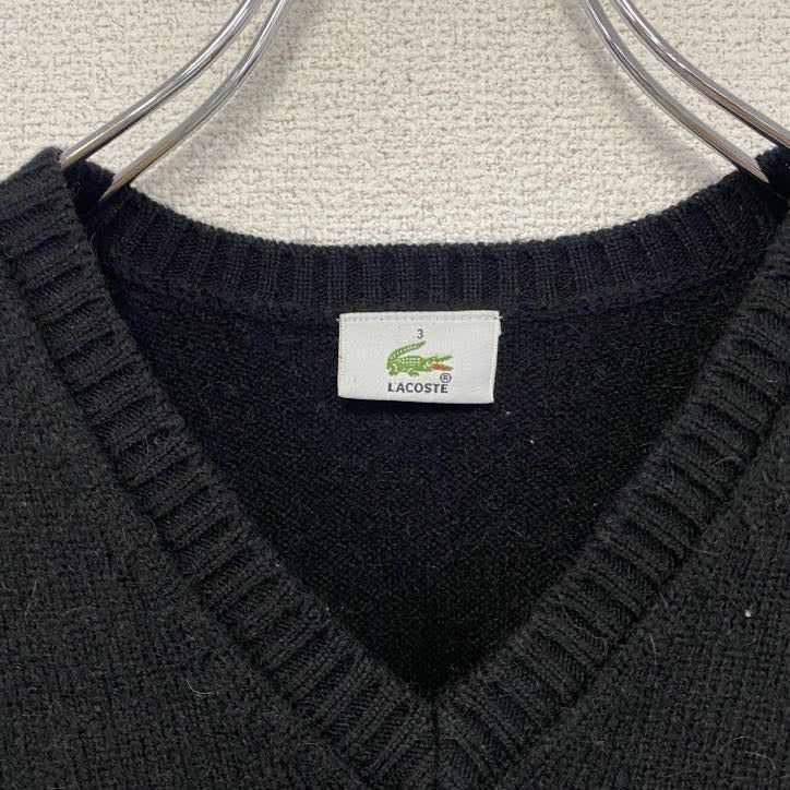 LACOSTE　ラコステ　ニットベスト　刺繡ロゴ　黒　ブラック　3サイズ