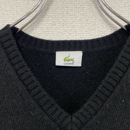LACOSTE　ラコステ　ニットベスト　刺繡ロゴ　黒　ブラック　3サイズ