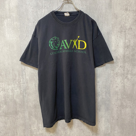 古着 used　半袖プリントTシャツ　黒　ブラック　カレッジ　ロゴT　レトロデザイン　クルーネック　ビッグシルエット