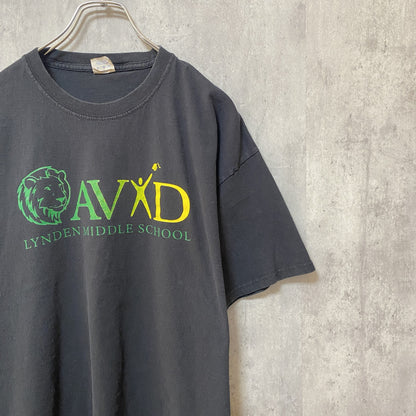 古着 used　半袖プリントTシャツ　黒　ブラック　カレッジ　ロゴT　レトロデザイン　クルーネック　ビッグシルエット