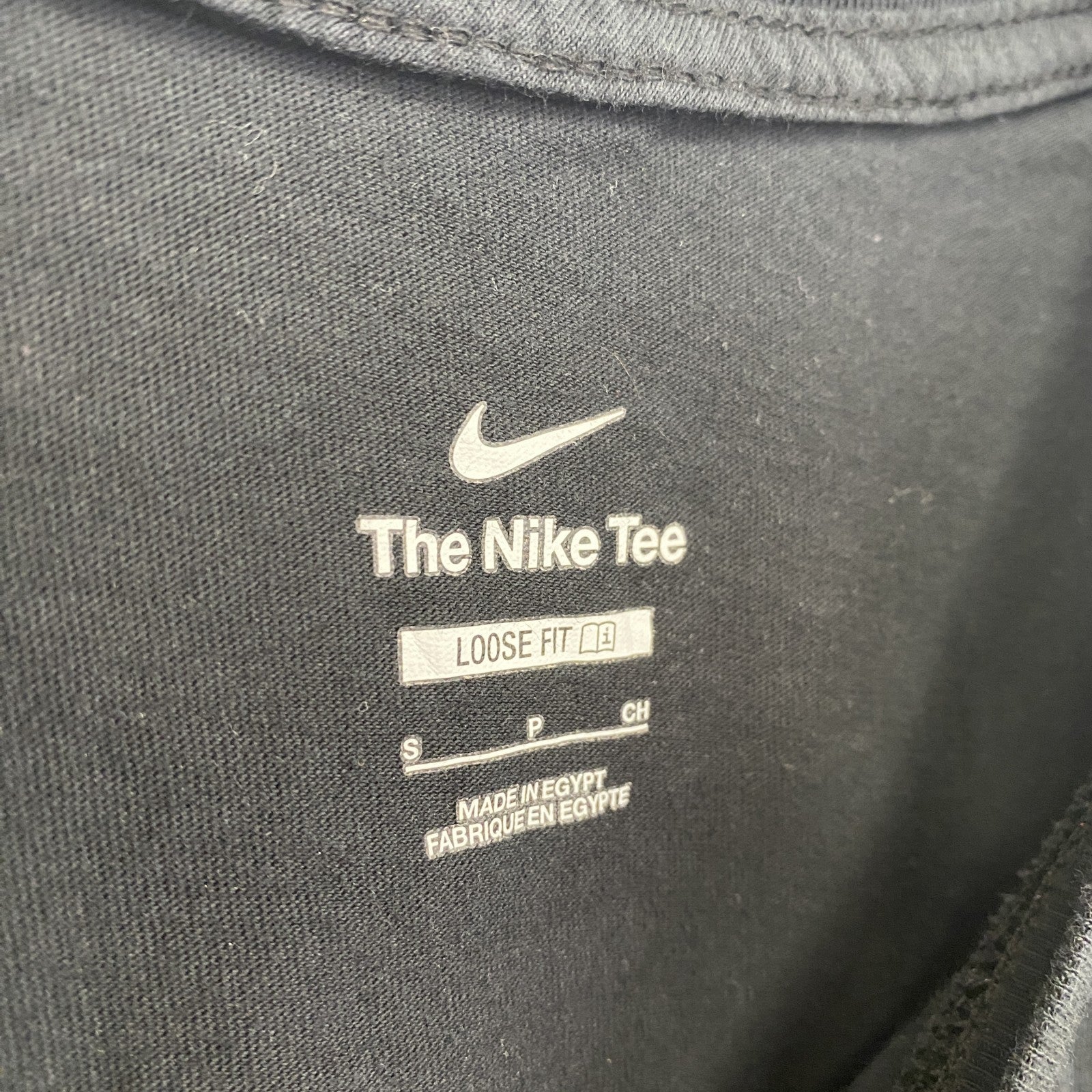 古着 used　NIKE ナイキ　半袖プリントTシャツ　カジュアルデザイン　ルーズフィット　クルーネック　黒　Sサイズ