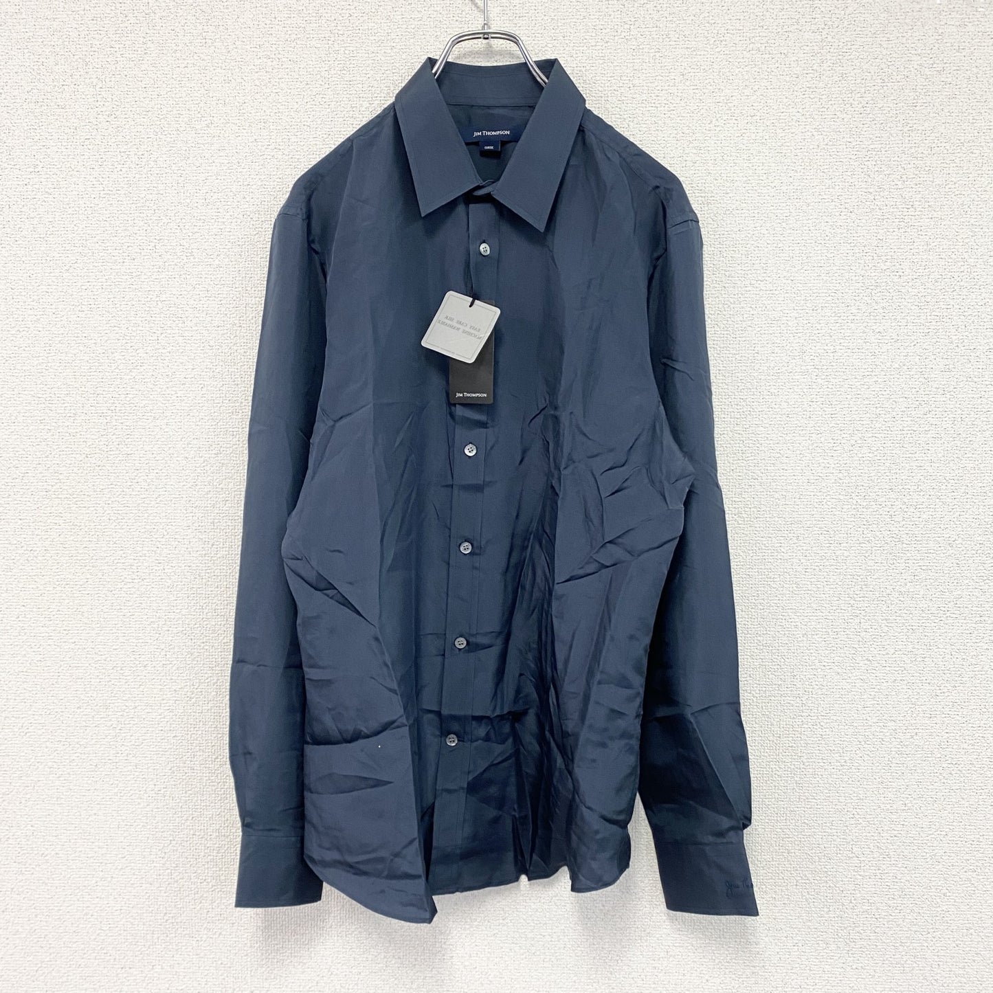 JIM THOMPSON　ジムトンプソン　長袖シルクシャツ　紺　ネイビー　Lサイズ