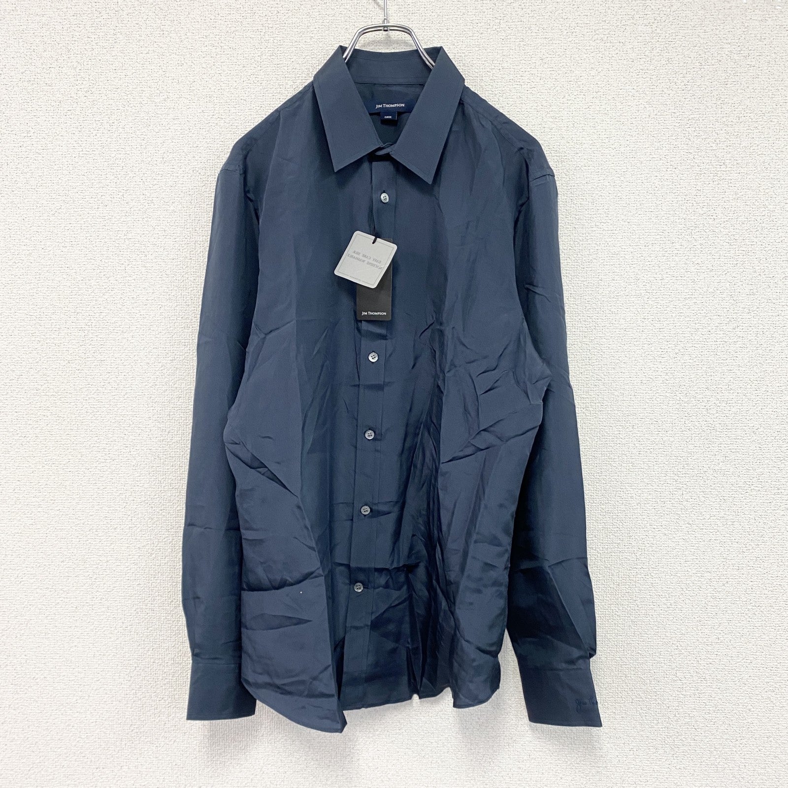 JIM THOMPSON　ジムトンプソン　長袖シルクシャツ　紺　ネイビー　Lサイズ