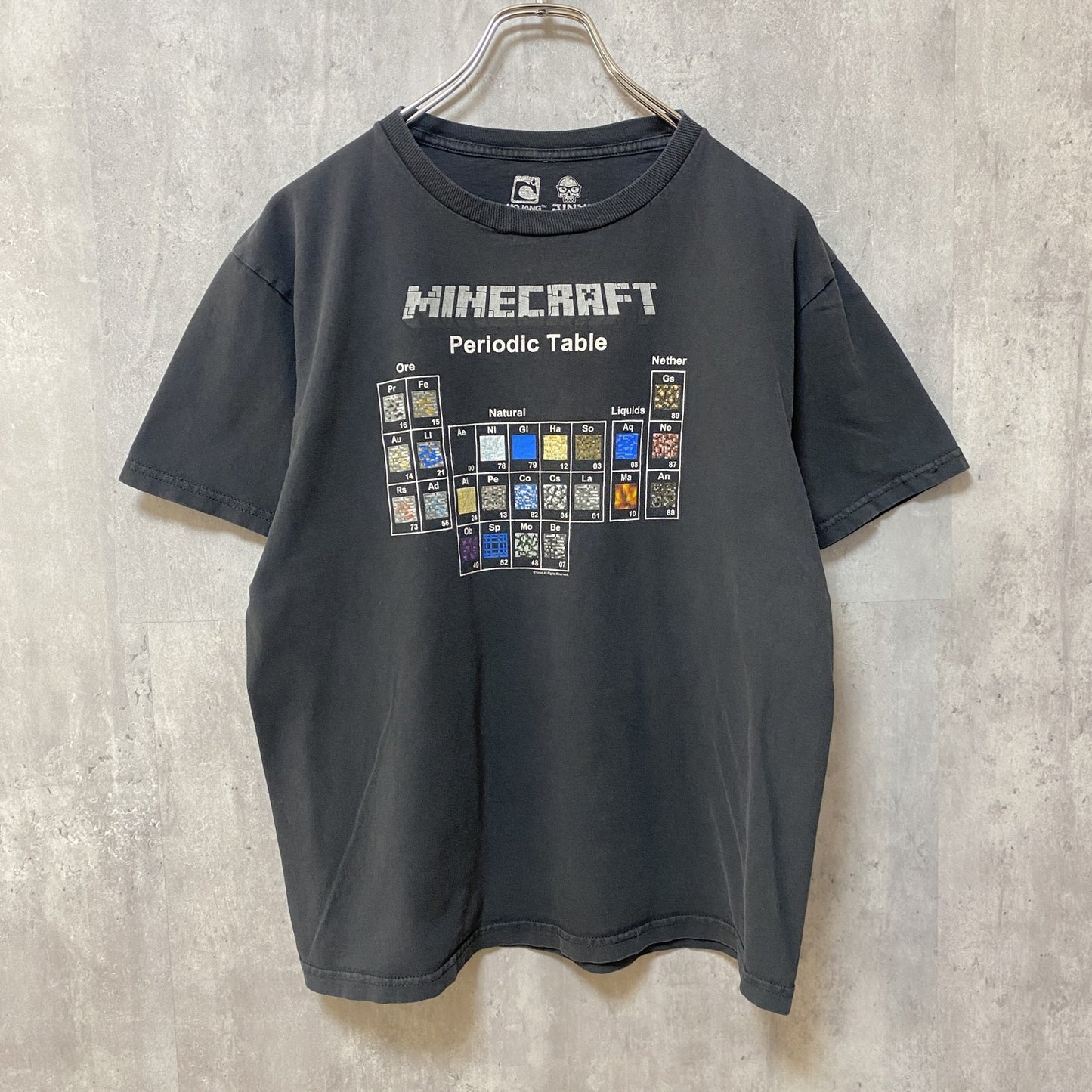 古着 used　MINECRAFT マインクラフト　半袖ゲームプリントTシャツ　黒　ブラック　レトロデザイン　オフィシャル