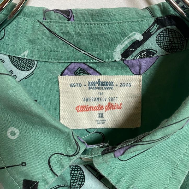 古着 used　半袖総柄シャツ　レトロ　ユニークデザイン　春夏服　ビックシルエット　オーバーサイズ　XXLサイズ