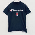 champion　チャンピオン　半袖プリントTシャツ　デカロゴ　刺繍ロゴ　クルーネック　黒　ブラック　Sサイズ