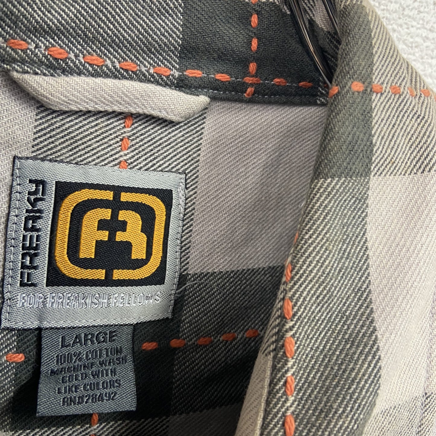 FREAKY　フリーキー　長袖シャツ　チェック柄　灰色　グレー　Lサイズ
