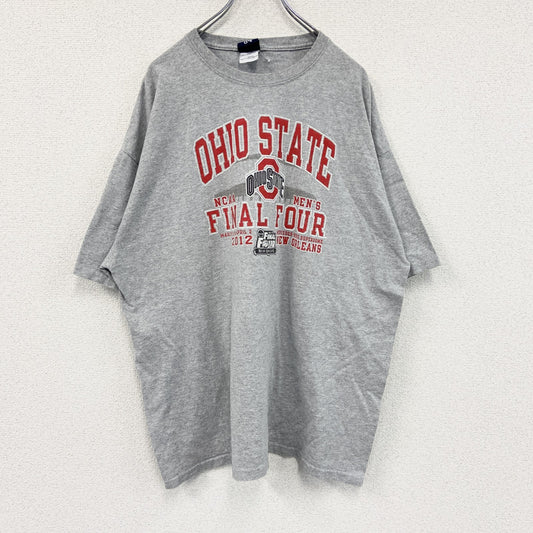 BLUE84　半袖プリントTシャツ　オハイオ州立大学　カレッジロゴ　アーチプリント　灰色　霜降りグレー　2XLサイズ