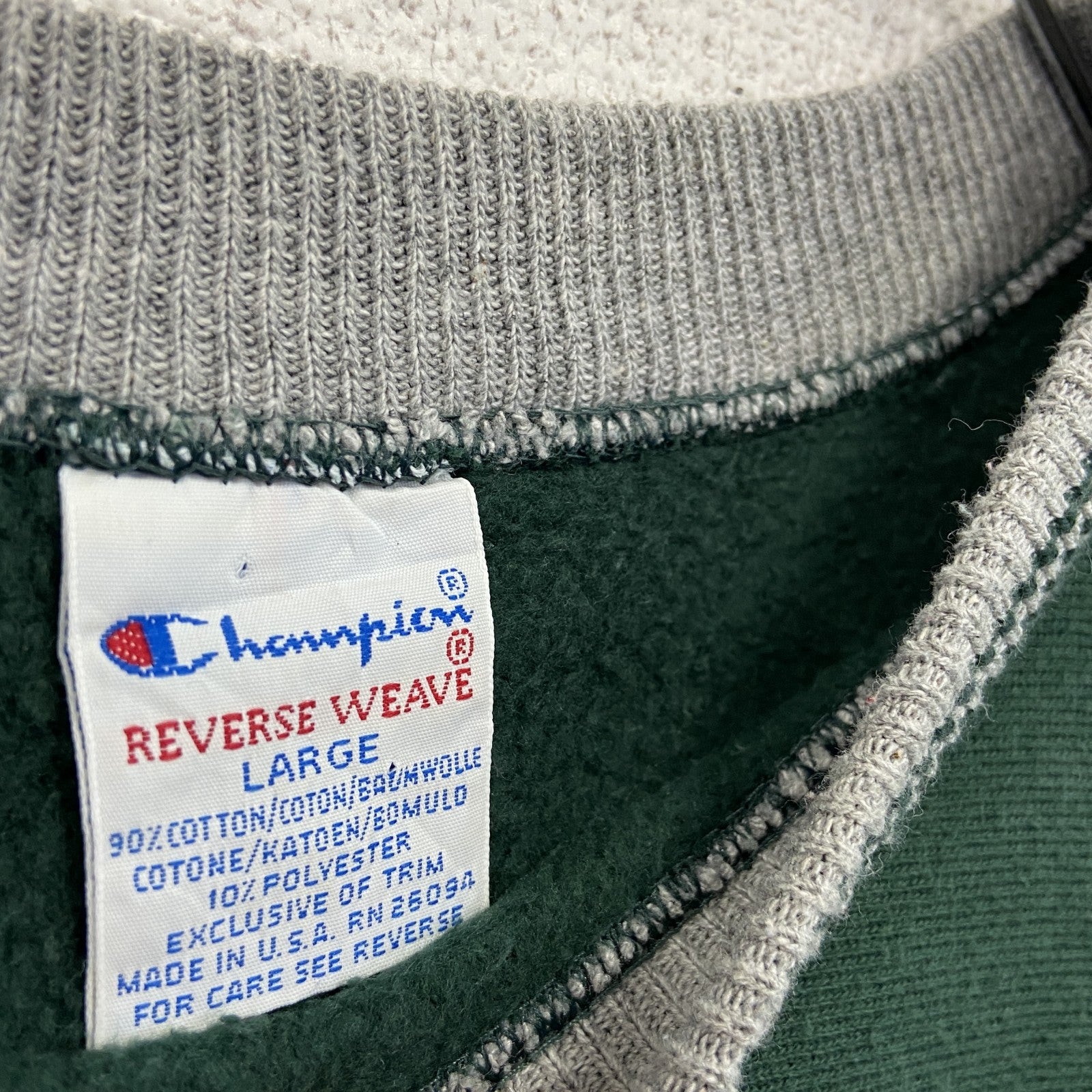 90s　champion　チャンピオン　リバースウィーブ　スウェット/ トレーナー　刺繍タグ　緑　グリーン　Lサイズ