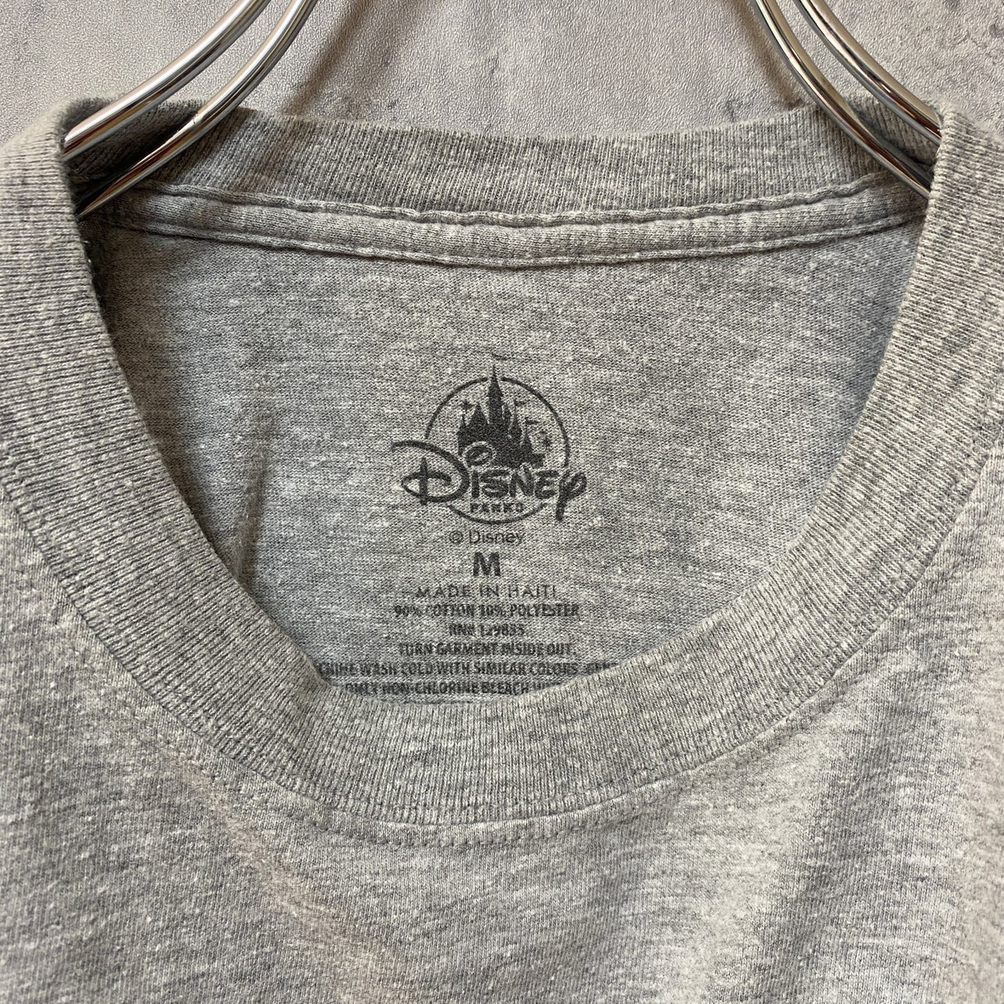 古着 used　Disney　ディズニー　半袖　プリントTシャツ　グレー　ミッキー　ロゴT　キャラクター　アメカジ　レトロ　クルーネック　