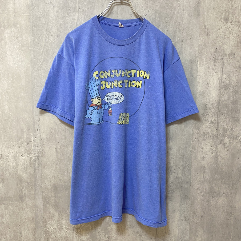 古着 used　半袖プリントTシャツ　青　水色　ブルー　キャラクター　アメカジ　レトロデザイン　クルーネック　XLサイズ