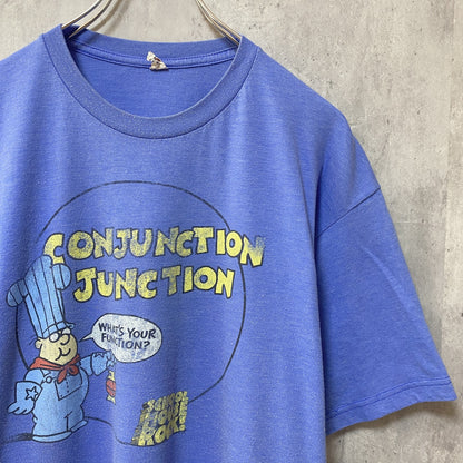 古着 used　半袖プリントTシャツ　青　水色　ブルー　キャラクター　アメカジ　レトロデザイン　クルーネック　XLサイズ