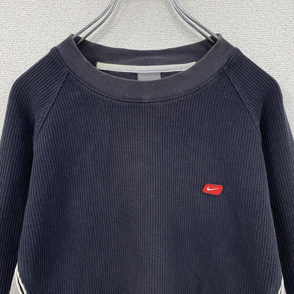 00s　NIKE　ナイキ　スウェット/トレーナー　ワンポイントロゴ　ヴィンテージ　ネイビー　グレー　Mサイズ　