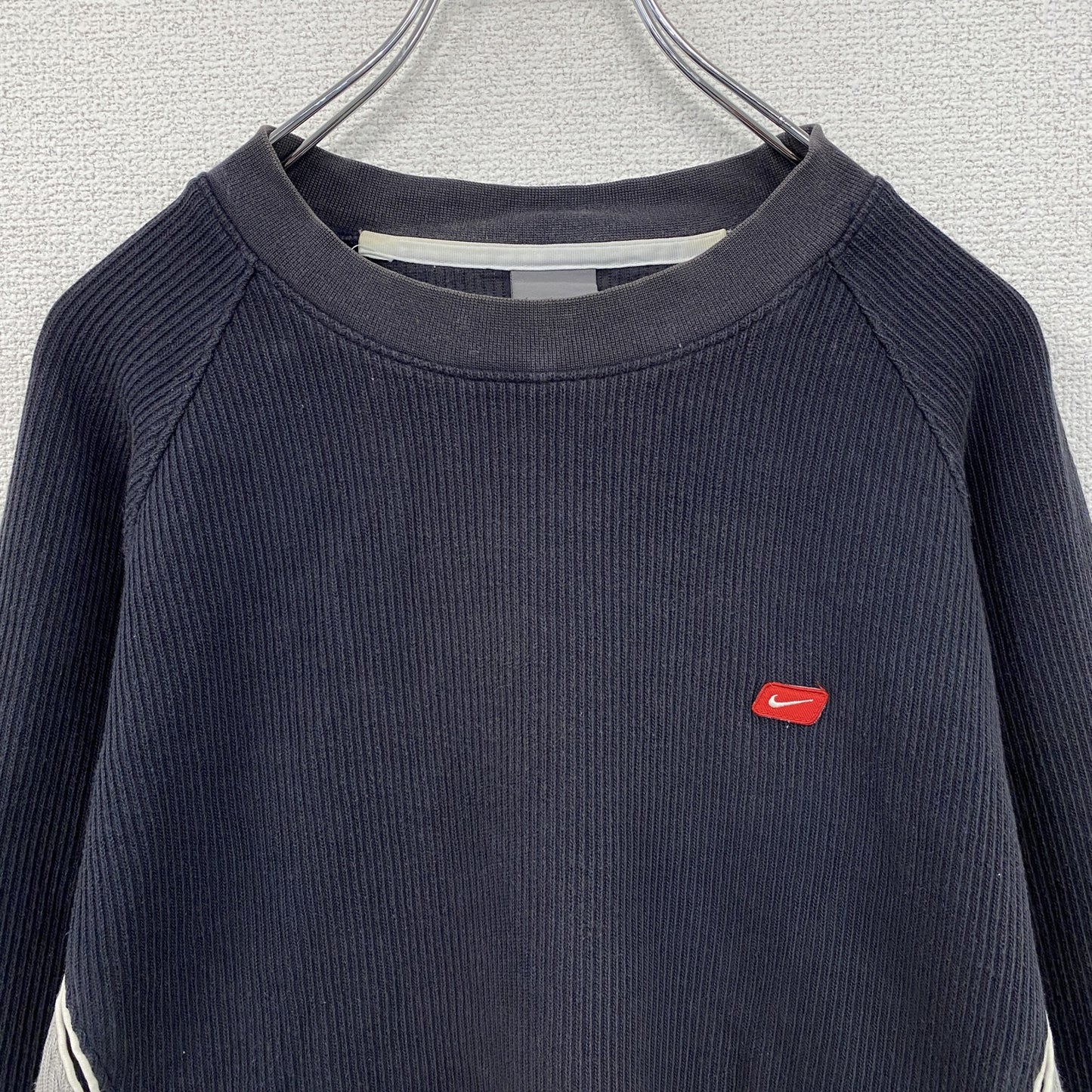 00s　NIKE　ナイキ　スウェット/トレーナー　ワンポイントロゴ　ヴィンテージ　ネイビー　グレー　Mサイズ　