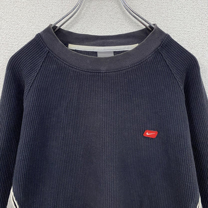 00s　NIKE　ナイキ　スウェット/トレーナー　ワンポイントロゴ　ヴィンテージ　ネイビー　グレー　Mサイズ　