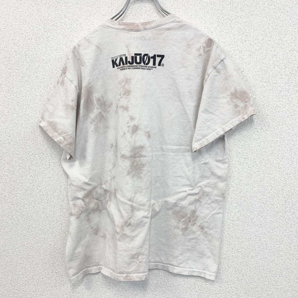 古着 used　KAIJU017　半袖プリントTシャツ　カジュアルデザイン　怪獣　クルーネック　レトロ　Mサイズ