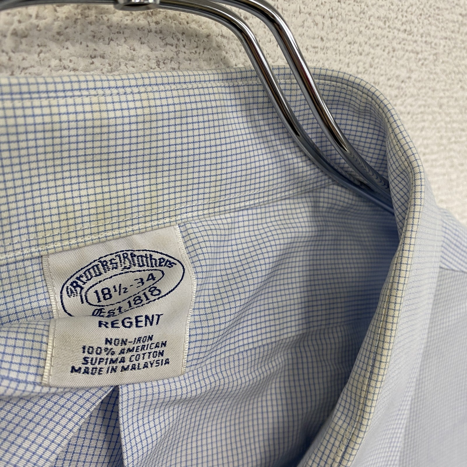 Brooks Brothers　ブルックスブラザーズ　長袖シャツ　チェック柄　水色　ブルー　白　ホワイト