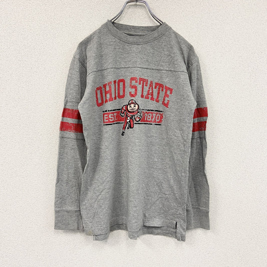 NCAA　長袖プリントTシャツ　オハイオ州立大学　アーチプリント　灰色　グレー　Sサイズ