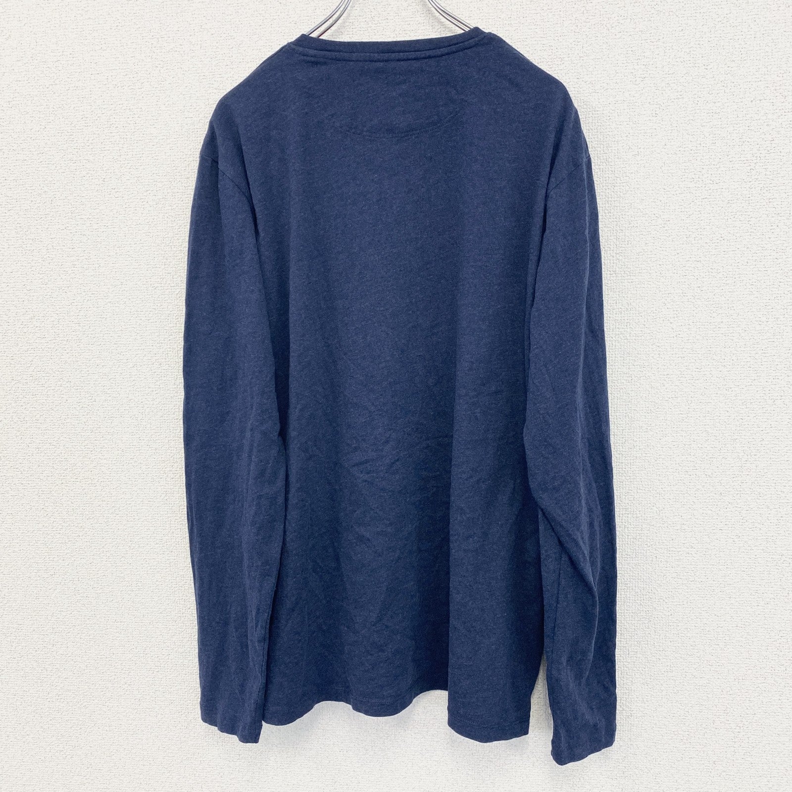 古着 used　ESUPRIT　長袖プリントTシャツ　クルーネック　カジュアルデザイン　ネイビー　レトロ　XXLサイズ