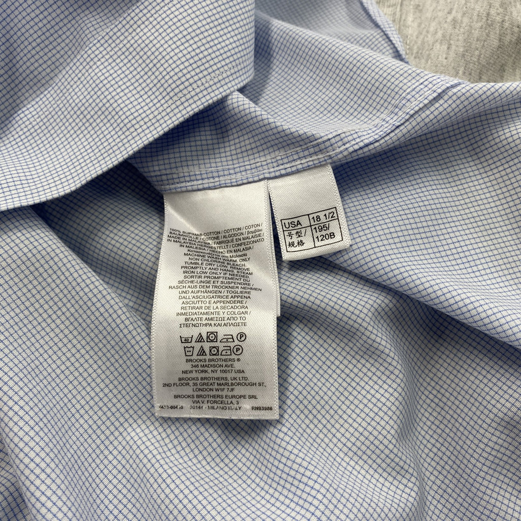 Brooks Brothers　ブルックスブラザーズ　長袖シャツ　チェック柄　水色　ブルー　白　ホワイト