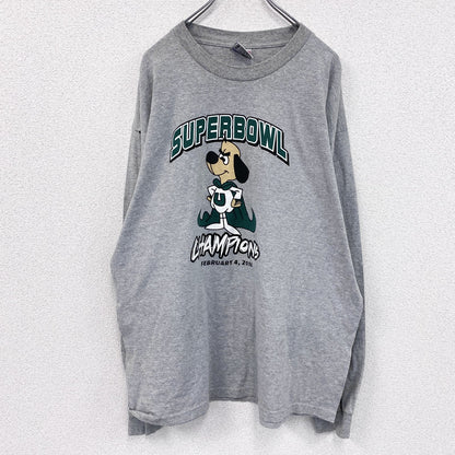 90s　BAYSIDE　長袖Tシャツ/ロンT　カレッジタイプ　ヴィンテージ　灰色　グレー　XLサイズ