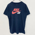 古着 used　NIKE ナイキ　半袖プリントTシャツ　カジュアルデザイン　スウッシュロゴ　クルーネック　黒　XLサイズ