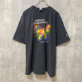 古着 used　GILDAN ギルダン　半袖プリントTシャツ　黒　ブラック　蝶　レインボー　レトロデザイン　クルーネック　XL