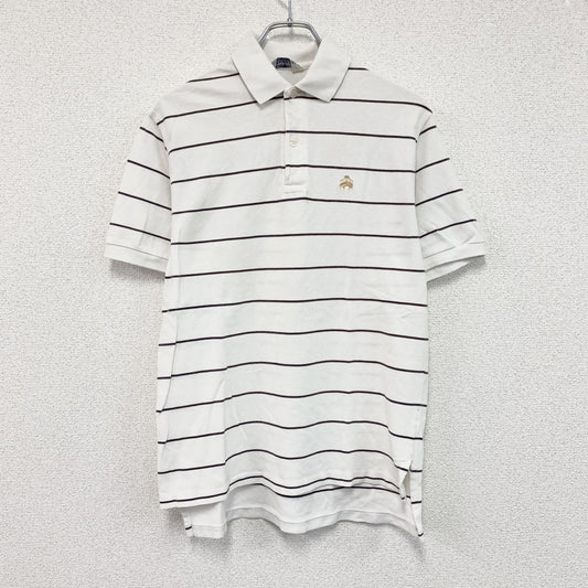 ～90s　Brooks Brothers　ブルックスブラザーズ　半袖ポロシャツ　刺繡ロゴ　三角タグ　白　ホワイト　Sサイズ