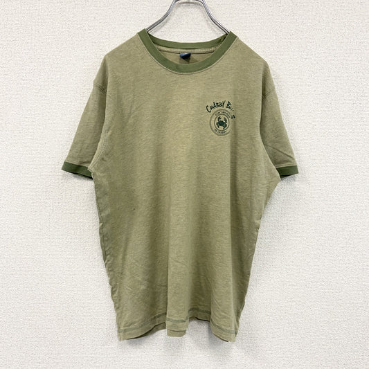 HYP　半袖リンガーTシャツ　Crabby Bill's　企業ロゴ　デカロゴ　緑　グリーン　ずんだ色　Mサイズ