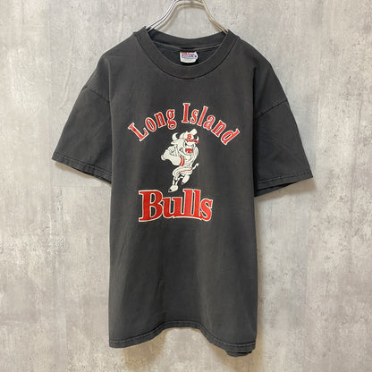 古着 used　Hanes BEFFE T　ヘインズ　半袖プリントTシャツ　黒　ブラック　野球　牛　レトロデザイン　Lサイズ