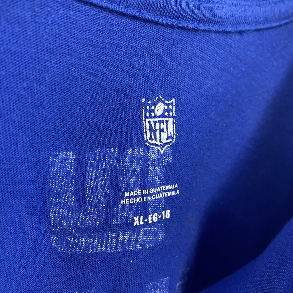古着 used　NFL　半袖オリジナルプリントTシャツ　カジュアルデザイン　アメフト　クルーネック　青　レトロ　XLサイズ