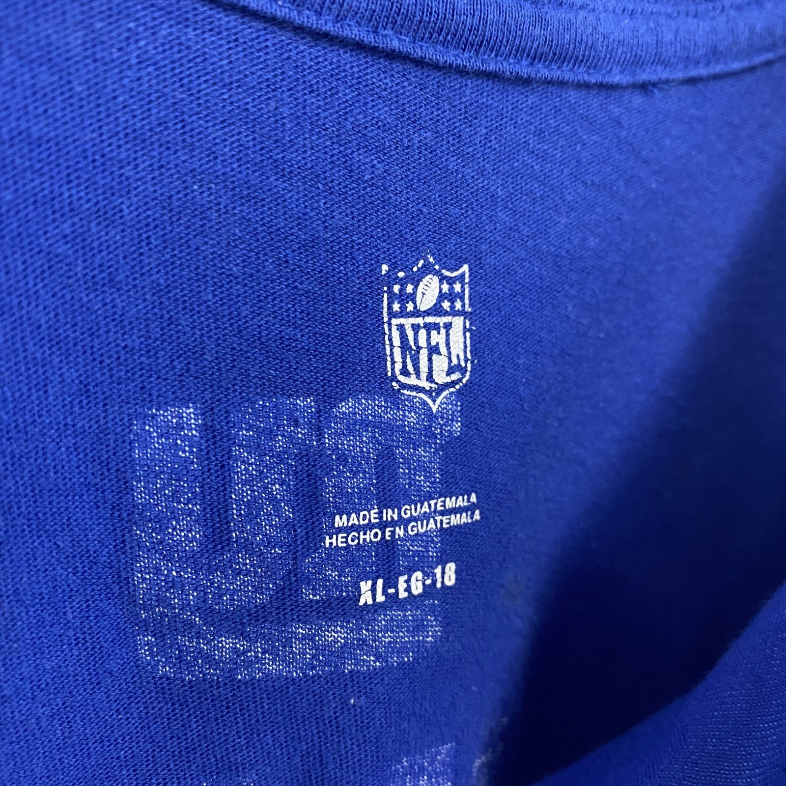 古着 used　NFL　半袖オリジナルプリントTシャツ　カジュアルデザイン　アメフト　クルーネック　青　レトロ　XLサイズ