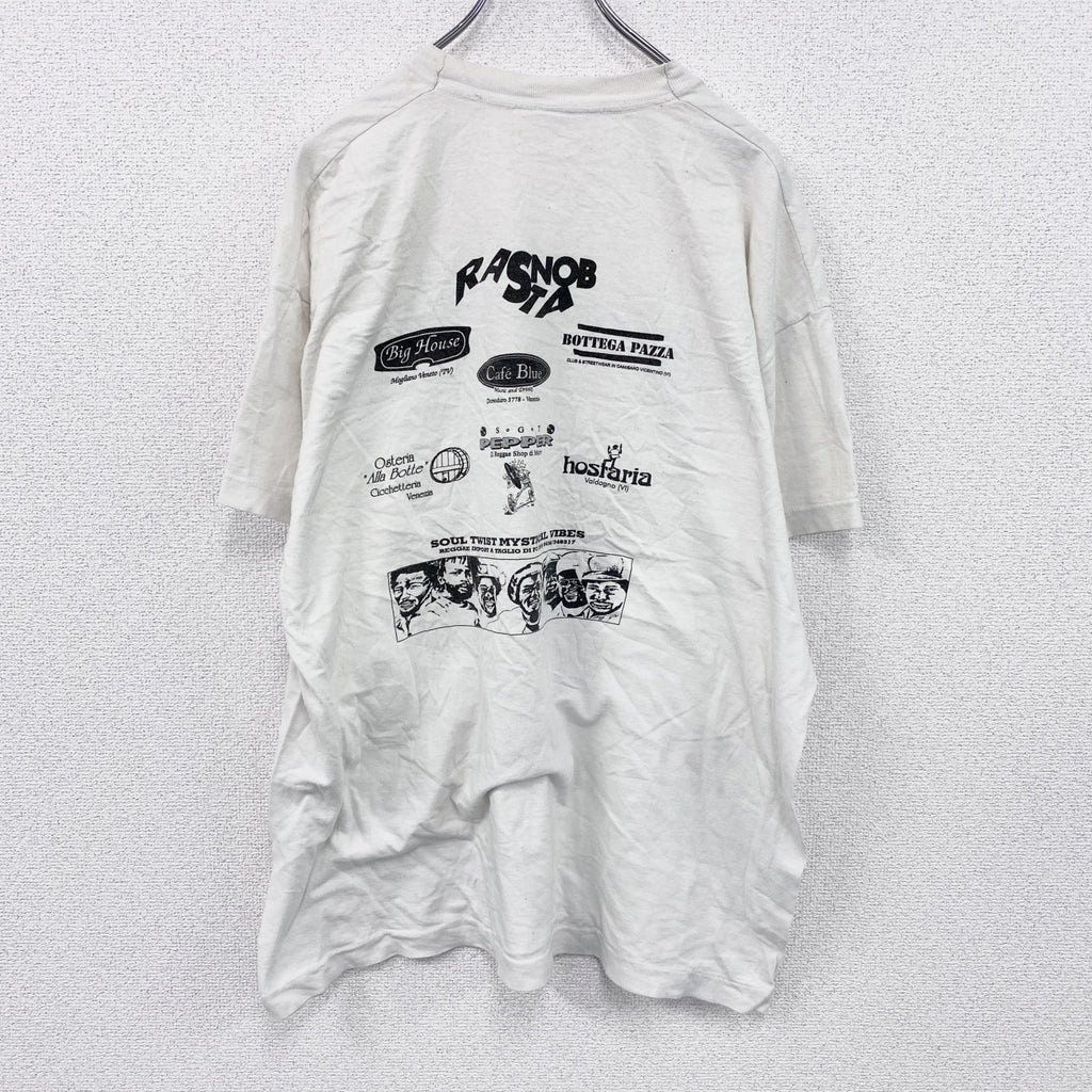 ～90s　半袖プリントTシャツ　ヴィンテージ　レゲエ　３連プリント　白　ホワイト