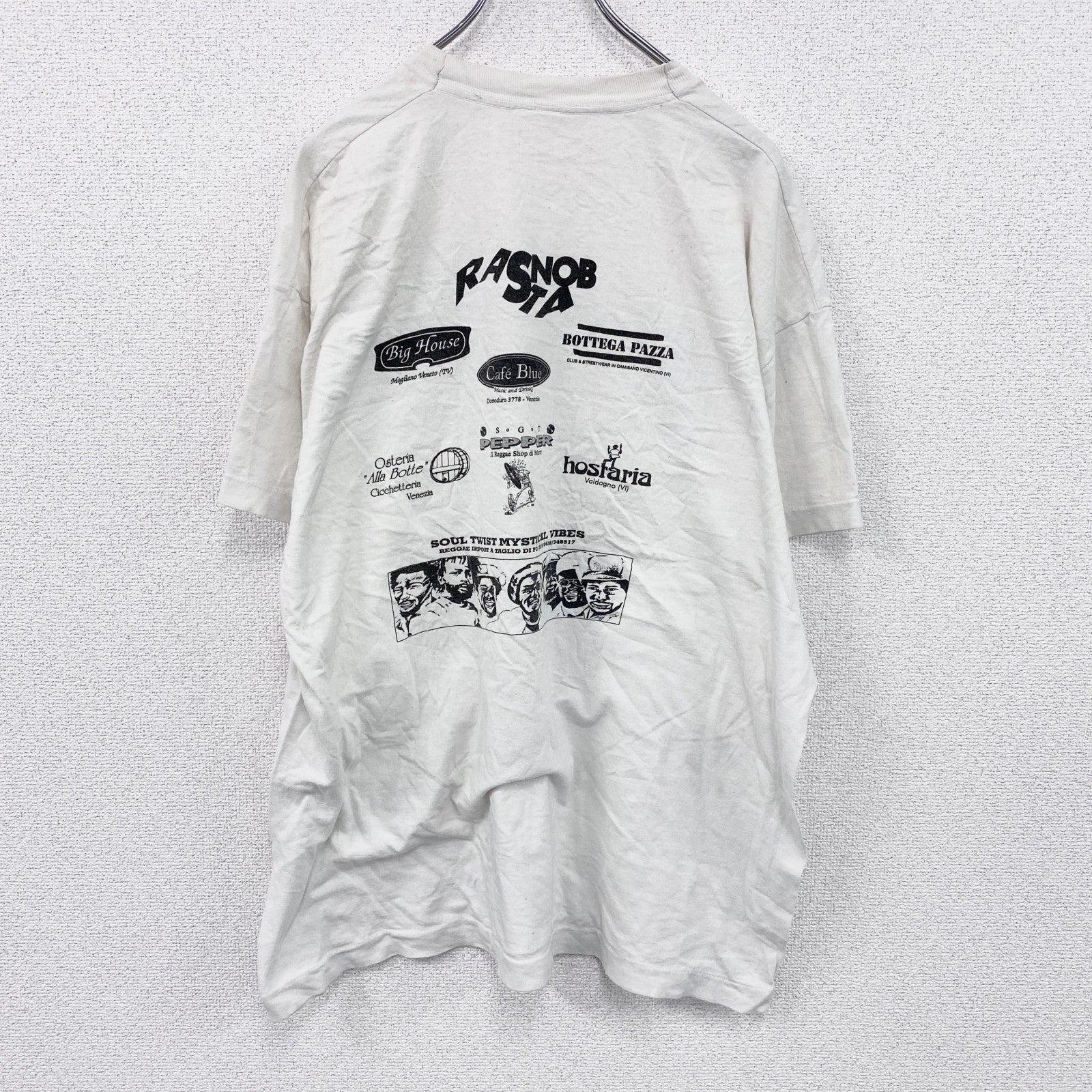 ～90s　半袖プリントTシャツ　ヴィンテージ　レゲエ　３連プリント　白　ホワイト