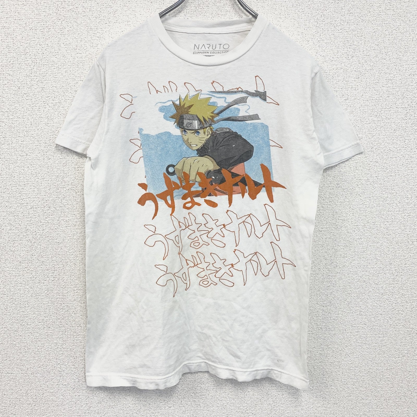 古着 used　NARUTO　半袖プリントTシャツ　うずまきナルト　キャラクターデザイン　クルーネック　白　レトロ　Sサイズ
