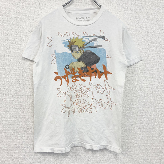 古着 used　NARUTO　半袖プリントTシャツ　うずまきナルト　キャラクターデザイン　クルーネック　白　レトロ　Sサイズ