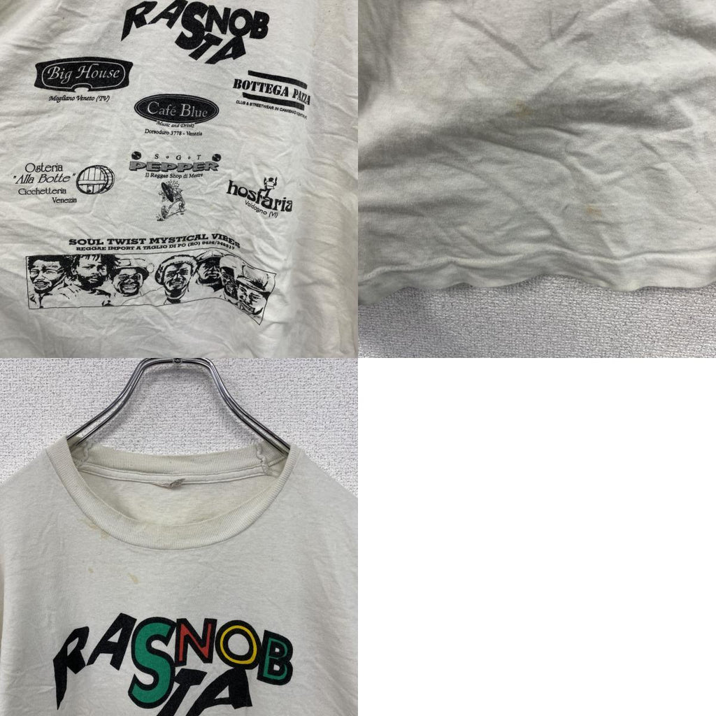 ～90s　半袖プリントTシャツ　ヴィンテージ　レゲエ　３連プリント　白　ホワイト